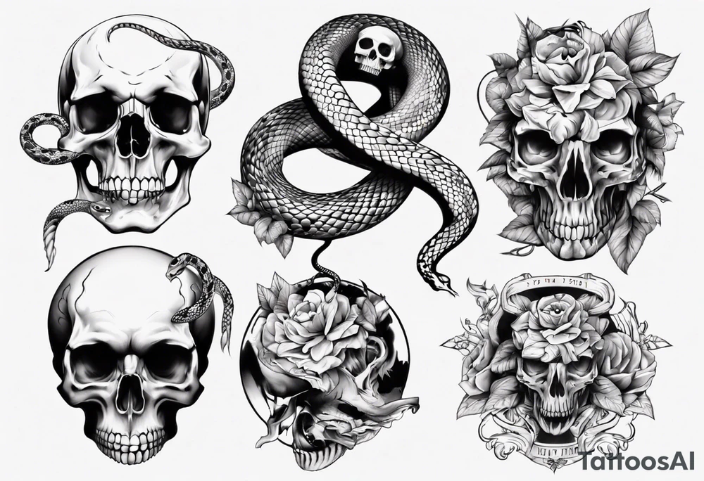 snake with skull tattoo idea