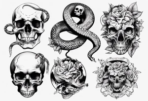 snake with skull tattoo idea