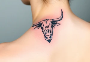 Bucking bull with initials DH on it tattoo idea
