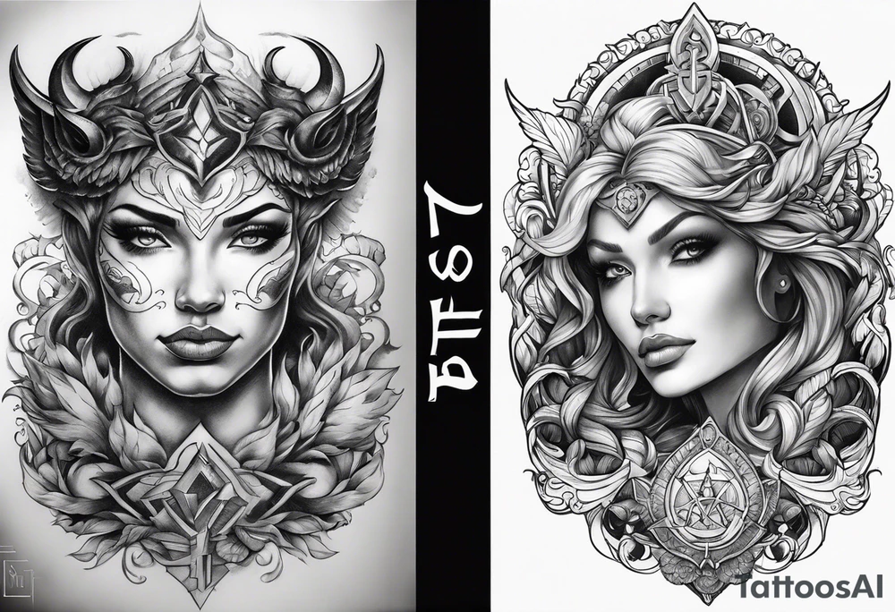 Good vs evil tattoo idea