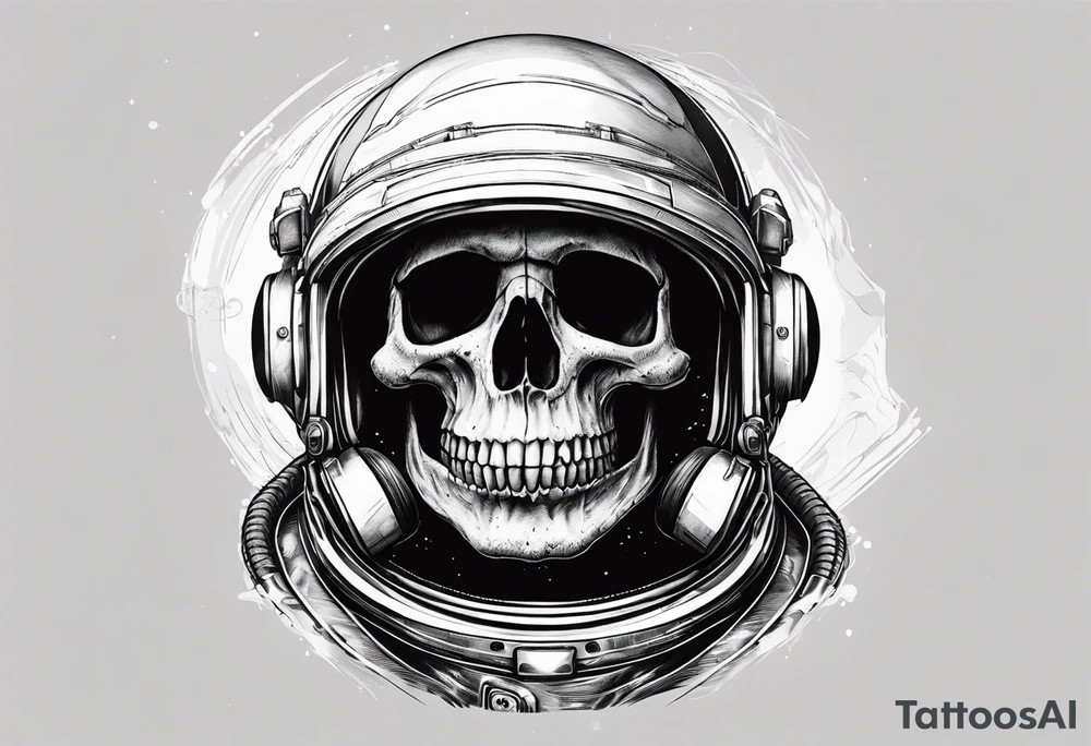 Skull under astronaut helmet tattoo idea