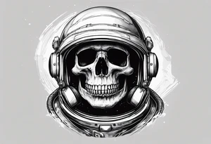 Skull under astronaut helmet tattoo idea