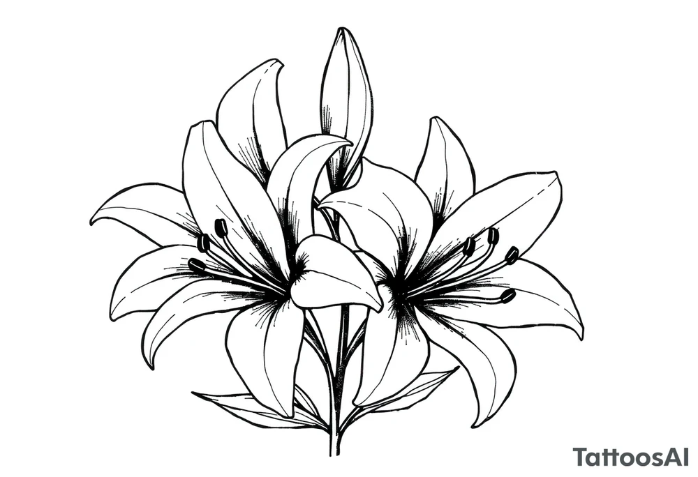 White lillies that lol like an antique etching tattoo idea