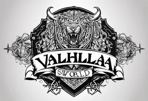 Valhalla sword  fire chains shield family tattoo idea