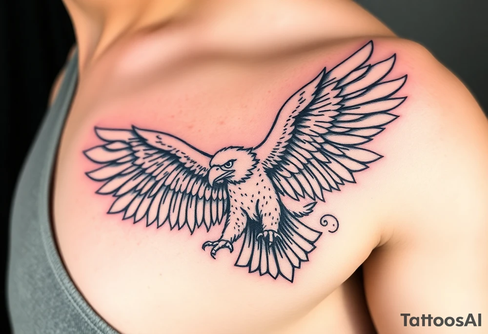 majestic eagle spreading wings against mountain peaks tattoo idea
