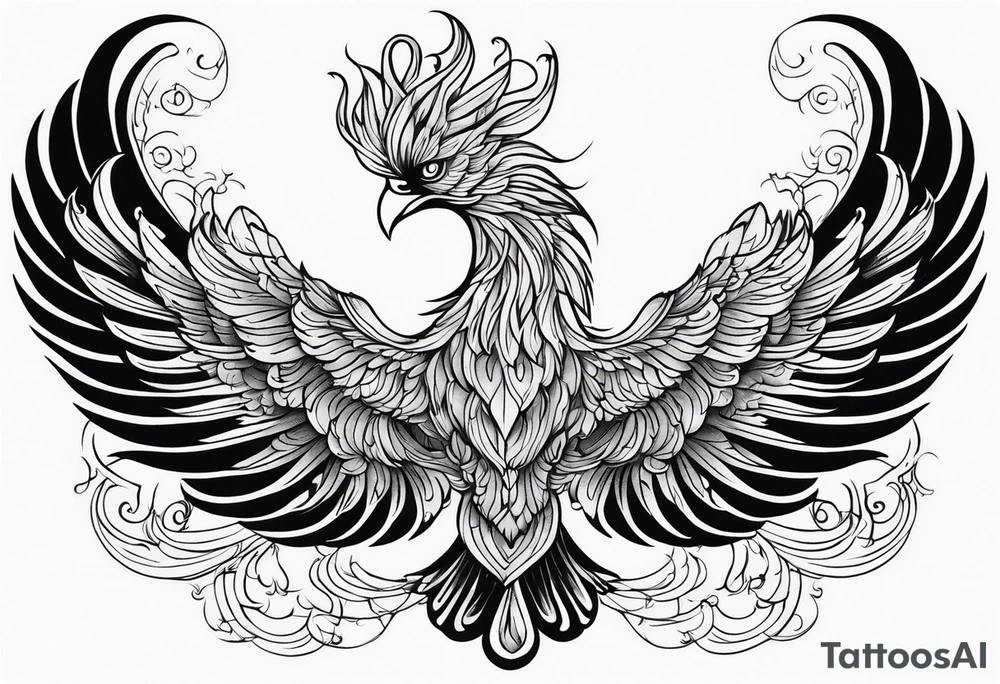 Mythical phoenix, whose body and tail can wind down and cover more of your back. tattoo idea