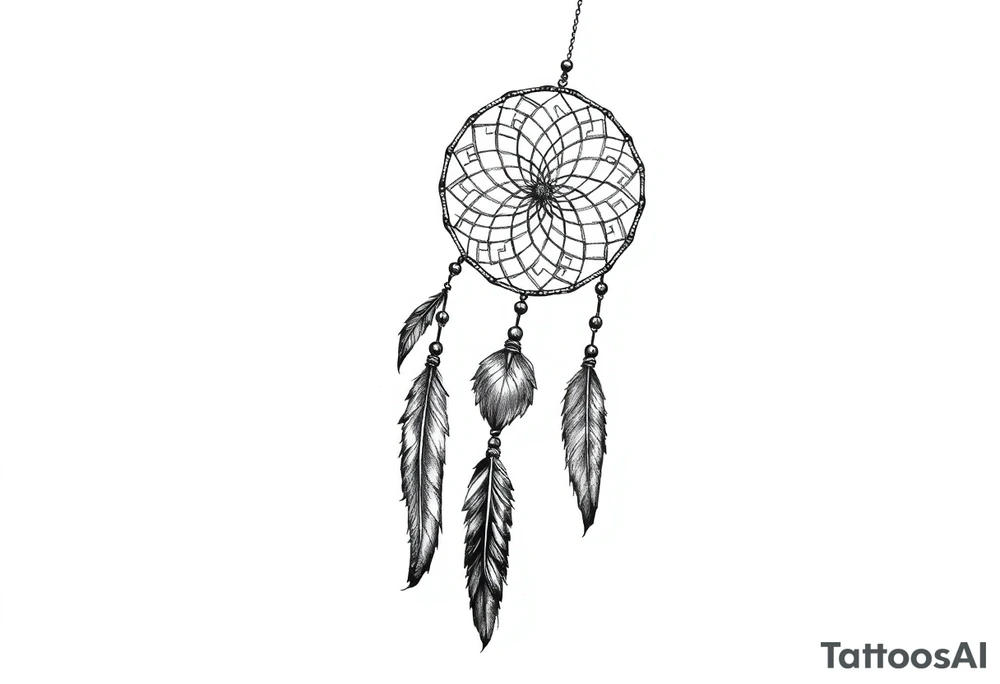 dreamcatcher with feathers for the memory of my grandma, slim tattoo idea
