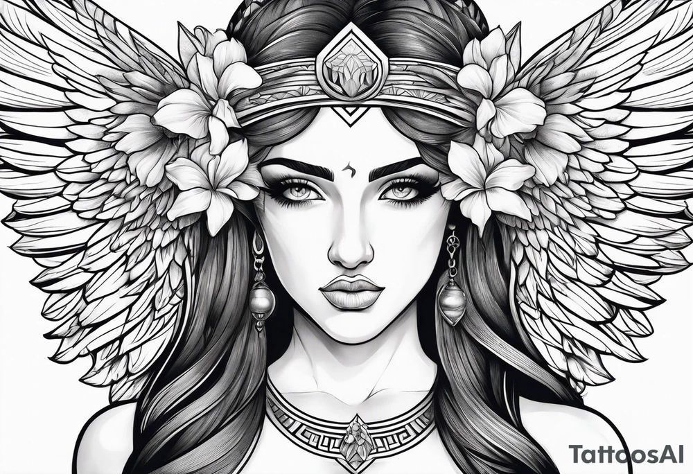 Greek goddess iris with wings tattoo idea