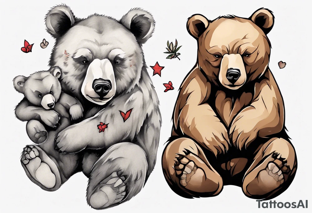 Cuddling bears tattoo idea