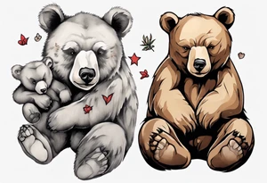 Cuddling bears tattoo idea