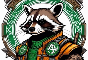 Rocket raccoon with a Glasgow Celtic top on tattoo idea