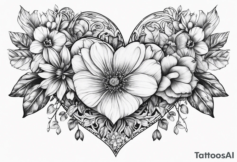 Heart shaped flower frane tattoo idea