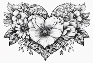 Heart shaped flower frane tattoo idea