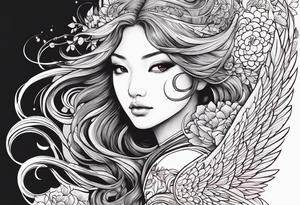 beautiful red hair angel girl tattoo idea