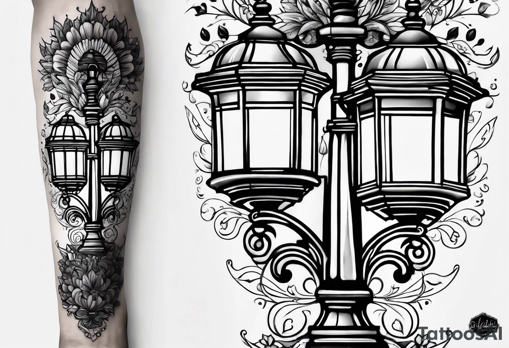 Street lamp whole thing no background tattoo idea