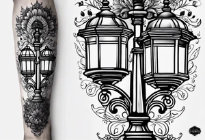 Street lamp whole thing no background tattoo idea