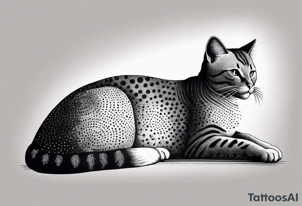 Cat laying down tattoo idea