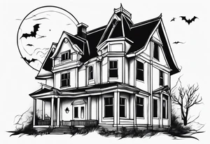 haunted house tattoo idea