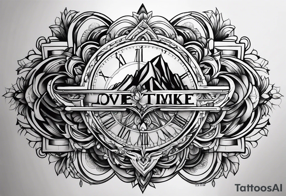 Half-sleeve tattoo that represents love, family, trust, patience, time, new adventures and tattoo idea
