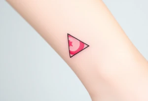 A watercoloured pink triangle, with small lining and upside down. Just the colour pink. No shapes. Just the colour pink and a small black outline tattoo idea