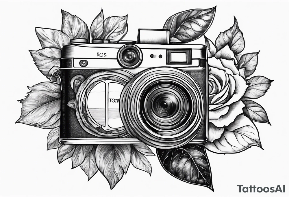 Flower : rose , sunflower, camera, book tattoo idea