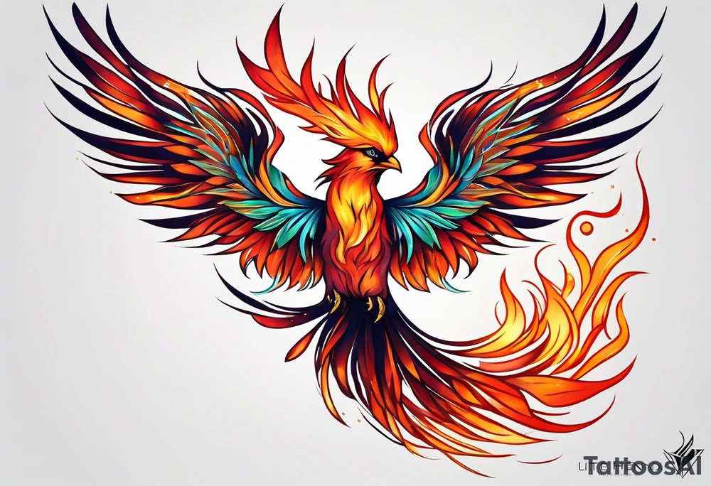little pheonix in fire tattoo idea