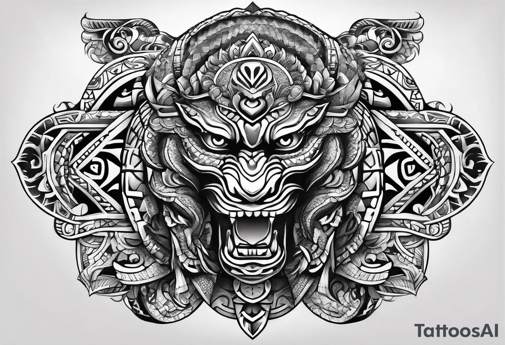 aztec snake sleeve tattoo idea