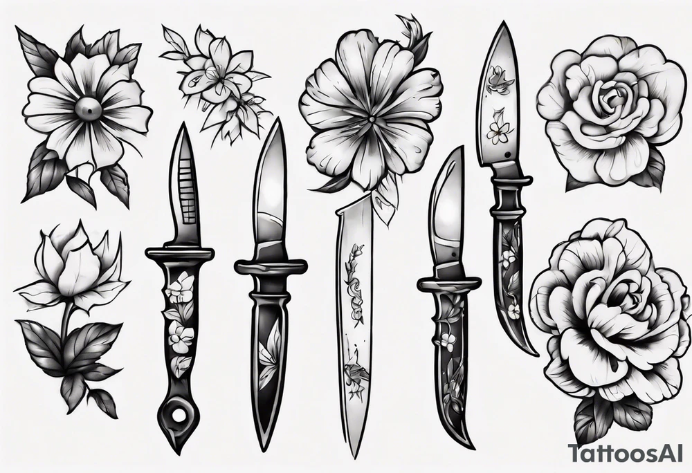 A knife stuck in a flower tattoo idea