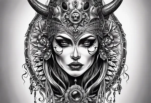 Mujer demonio calavera tattoo idea