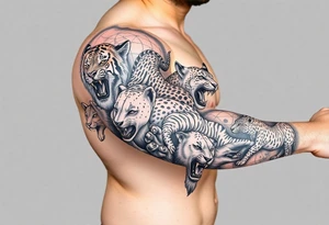 creative mix of different exotic animals tattoo idea