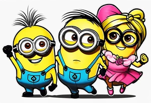 Minion powerpuff girls tattoo idea