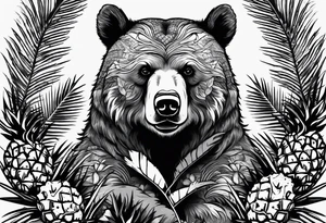 Bear loves pineapples and coconuts tattoo idea