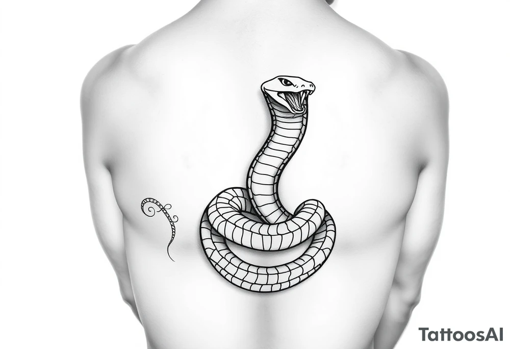 Kundalini cobra coiled around upper thigh onto hip tattoo idea