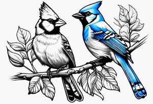 Cardinal and blue jay tattoo idea