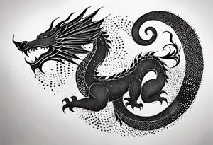 strength, small, celtic dragon, long tail, elegant, lengthy, pisces tattoo idea