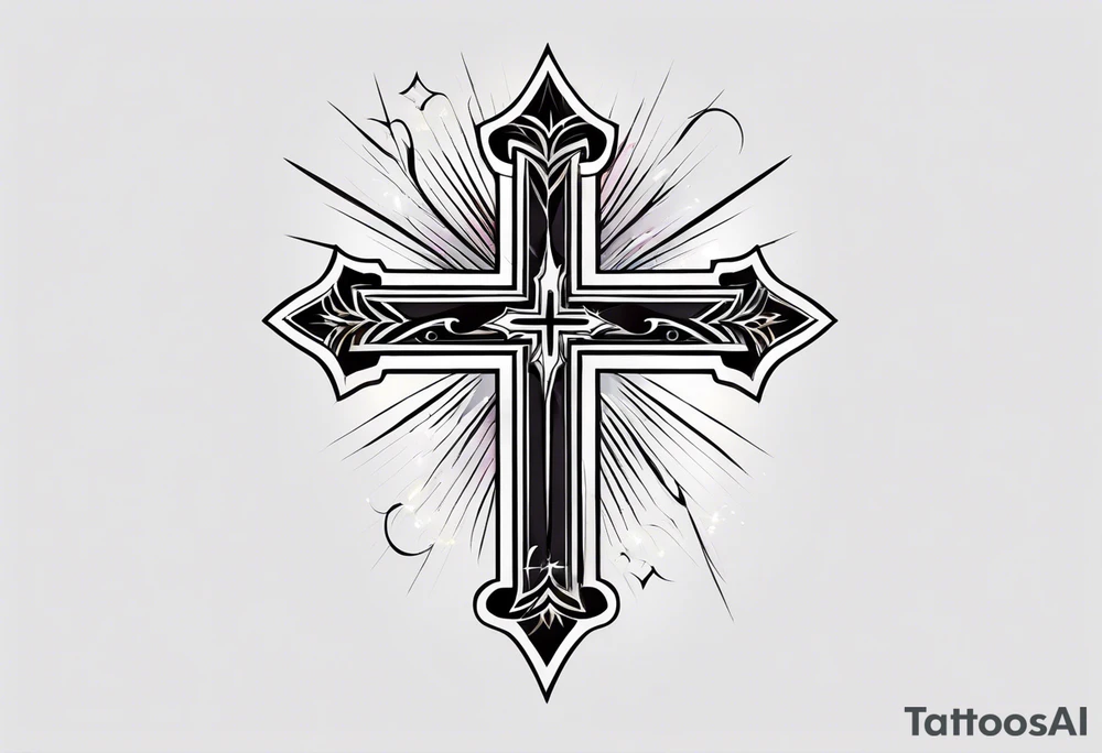 Simple cross with lightning tattoo idea
