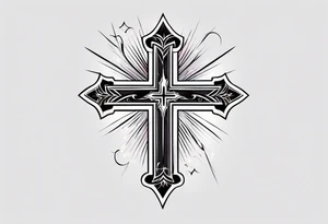 Simple cross with lightning tattoo idea