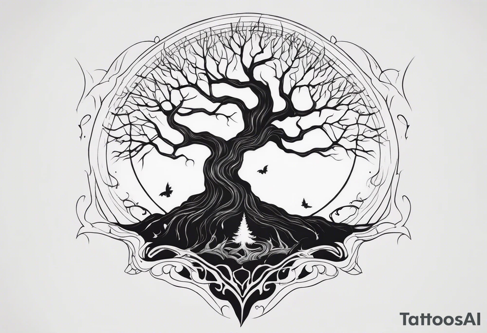 CREEPY TREE GHOST tattoo idea