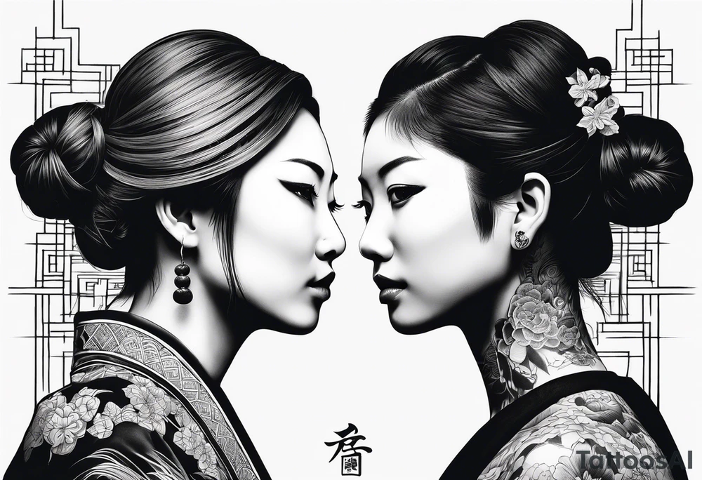 Black shadows of two people standing over two black shadows of people they had just shot tattoo idea