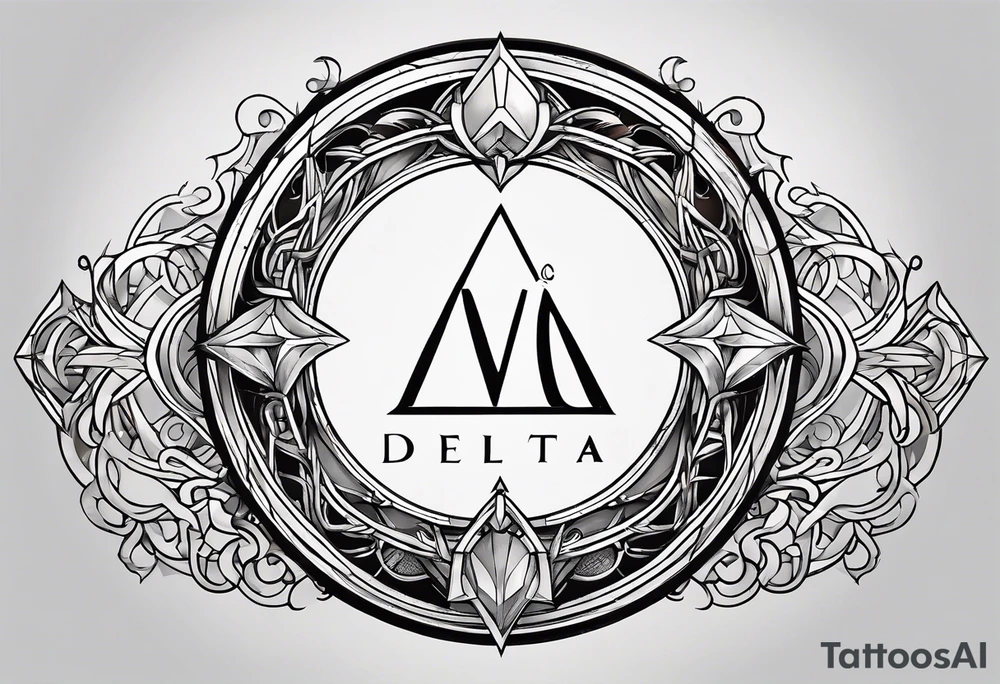 letter delta inside a chain circle, subtle, womanly, simplistic tattoo idea