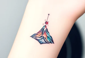 Geometric Volcano incorporating Capricornus constellation tattoo idea