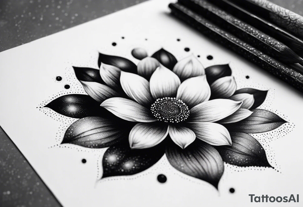 Cosmic space flower tattoo idea