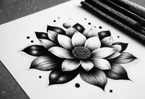 Cosmic space flower tattoo idea