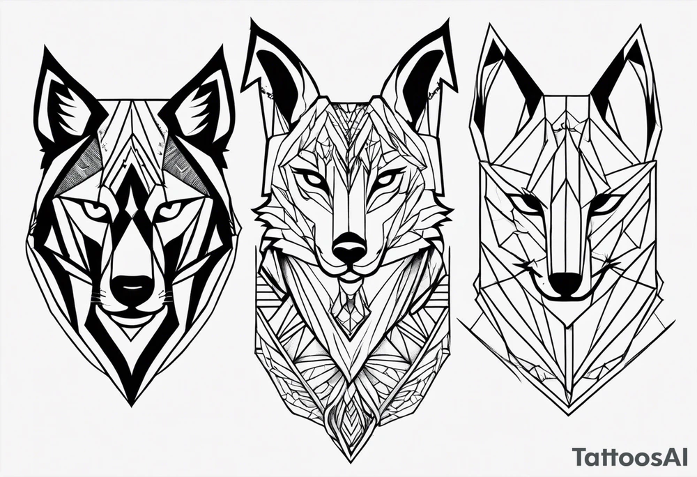 Animal face flash sheet simple line tattoo idea