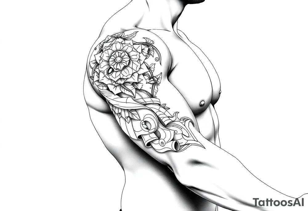 bold line ornamentaali tattoo idea