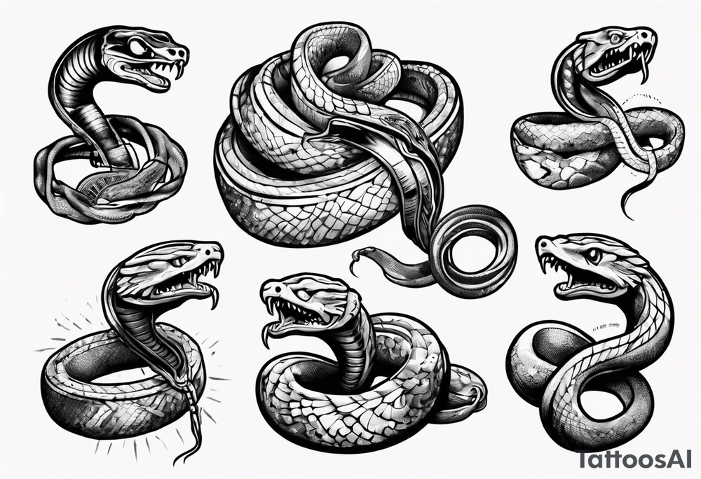 snake choking bank dollars tattoo idea