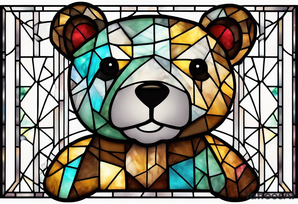 Teddy bear stained glass tattoo idea