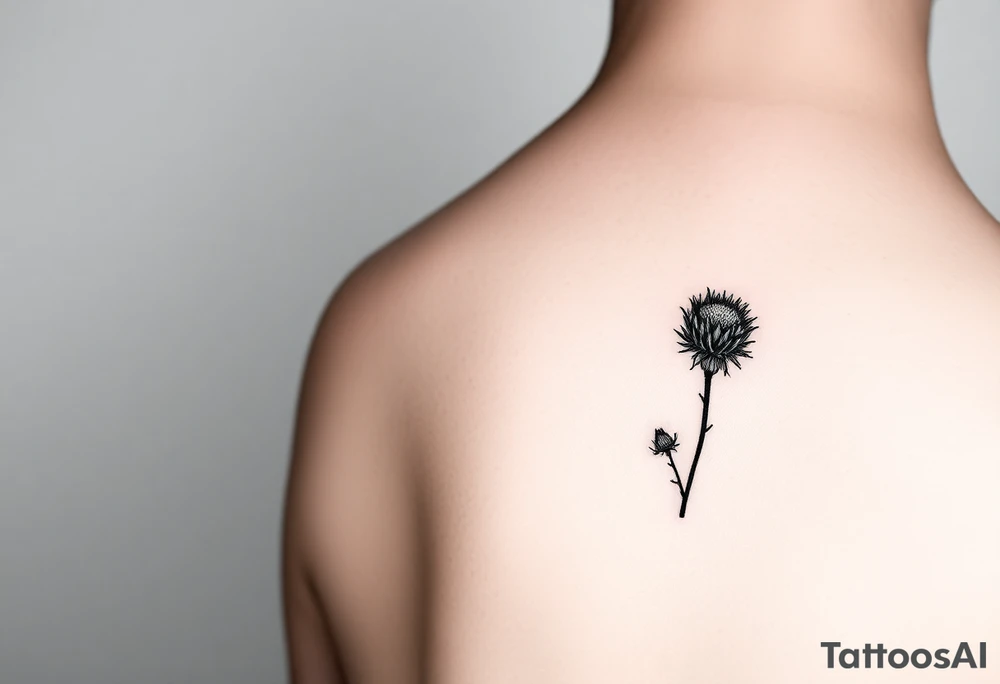 Scottish thistle fine lines delicate tattoo idea