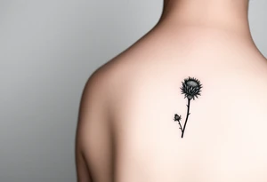 Scottish thistle fine lines delicate tattoo idea