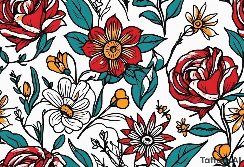salty

vintage flowers
old school vintage simple traditional design 



bold color simple tattoo idea